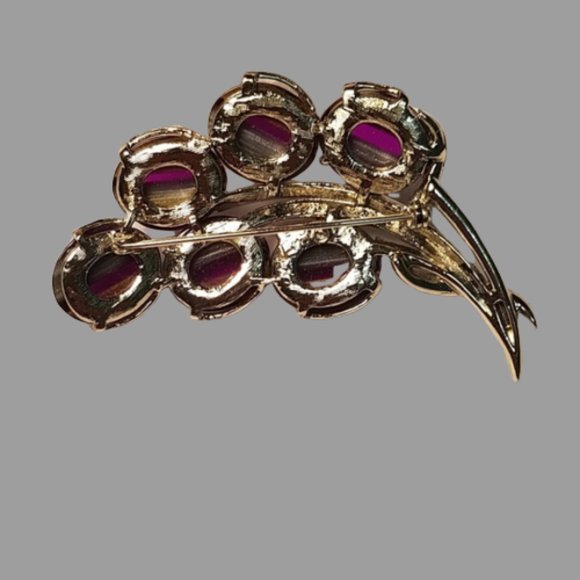 Huge Signed Coro Purple Art Glass Brooch - Picture 4 of 5